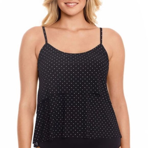 St. john's Bay Black Dots Tankini‎ Swimsuit Top - Picture 1 of 11